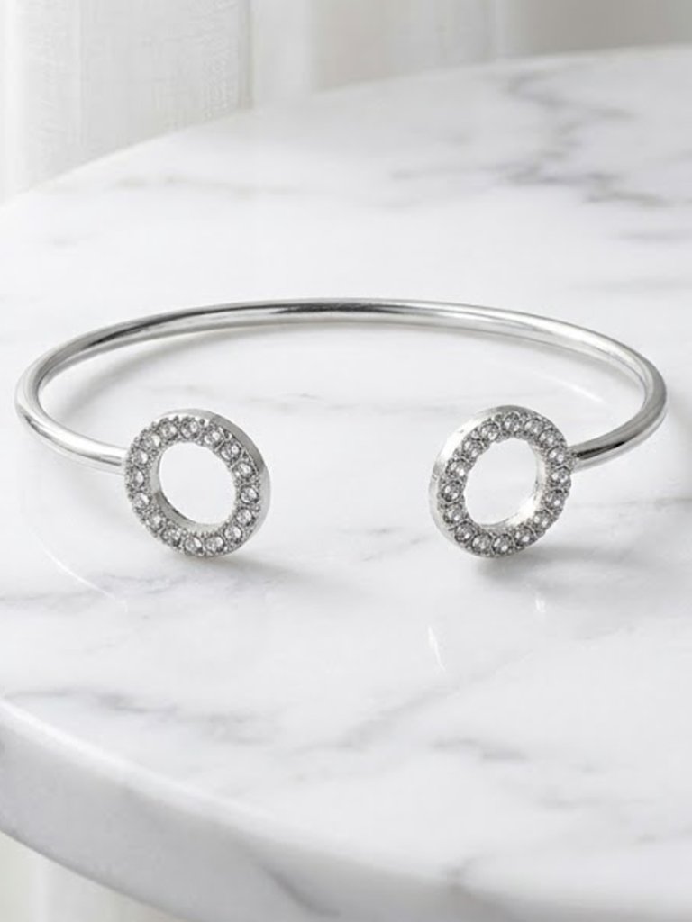 Ladies Silver Round Bangle Bracelet 15$